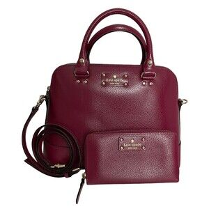 Kate Spade Small Rachelle Wellesley Satchel Fuchsia Pink Crossbody & Zip Wallet